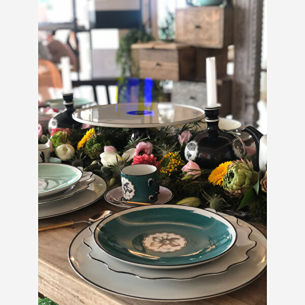 Vista Alegre Herbariae Turkuaz Porselen Kahvaltı Tabağı-3