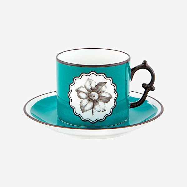 Vista Alegre Herbariae Mavi Pembe Porselen Çay Fincan Seti-3