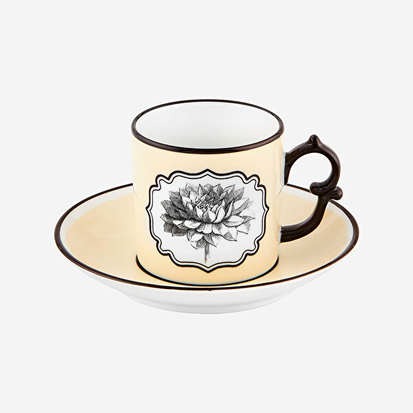 Vista Alegre Herbariae Sarı Yeşil Porselen Kahve Fincan Seti-3