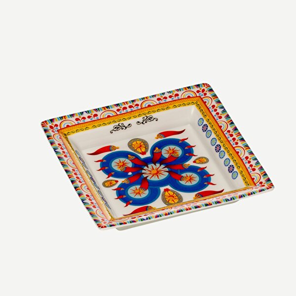 Lamart Mediterrano Sarı Mavi Porselen Dekoratif Tabak