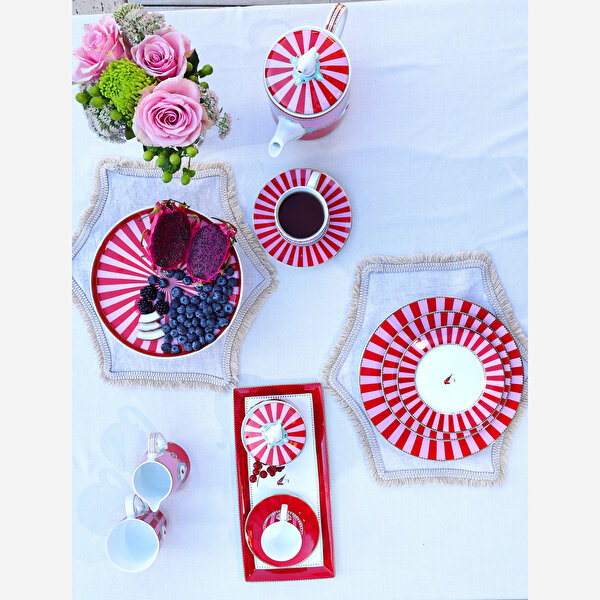 Pip Studio Love Birds Kırmızı Pembe Porselen Yemek Tabağı-4