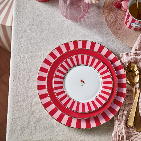 Pip Studio Love Birds Kırmızı Pembe Porselen Yemek Tabağı-2