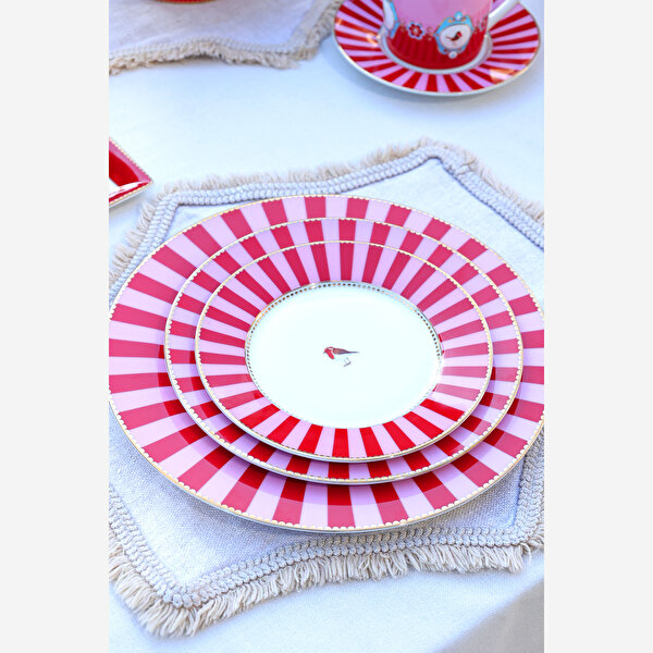 Pip Studio Love Birds Kırmızı Pembe Porselen Kahvaltı Tabağı-3