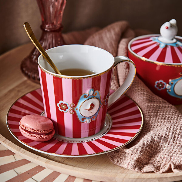 Pip Studio Love Birds Kırmızı Pembe Porselen Pasta Tabağı-2