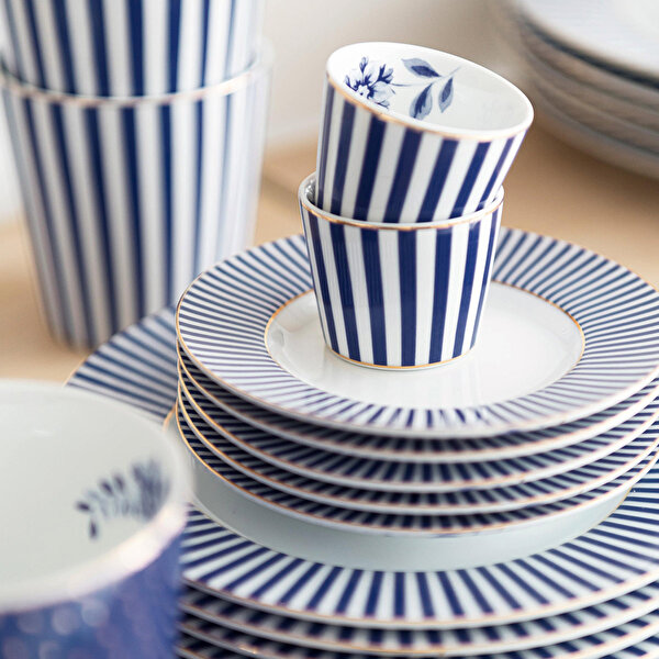 Pip Studio Royal Stripes Mavi Porselen Pasta Tabağı-2