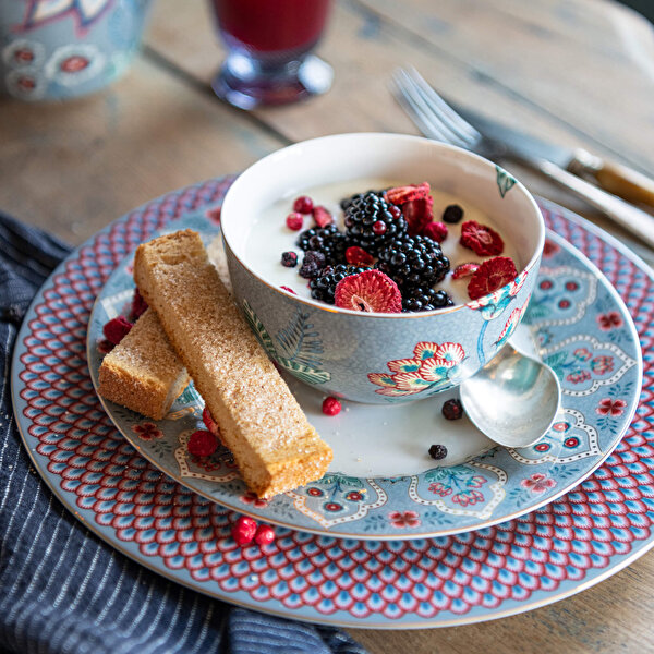 Pip Studio Flower Festival Mavi Porselen Kahvaltı Tabağı-1