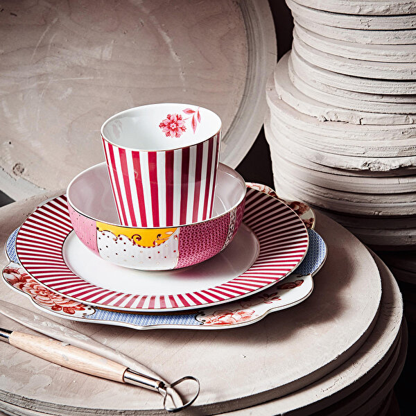 Pip Studio Royal Stripes Pembe Porselen Pasta Tabağı-3