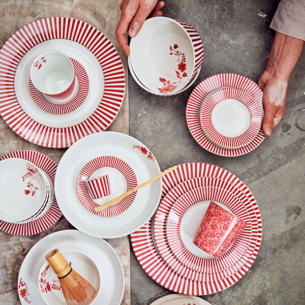 Pip Studio Royal Stripes Pembe Porselen Kahvaltı Tabağı-2