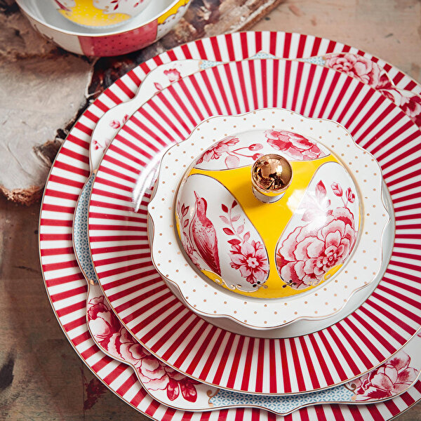 Pip Studio Royal Stripes Pembe Porselen Yemek Tabağı-1