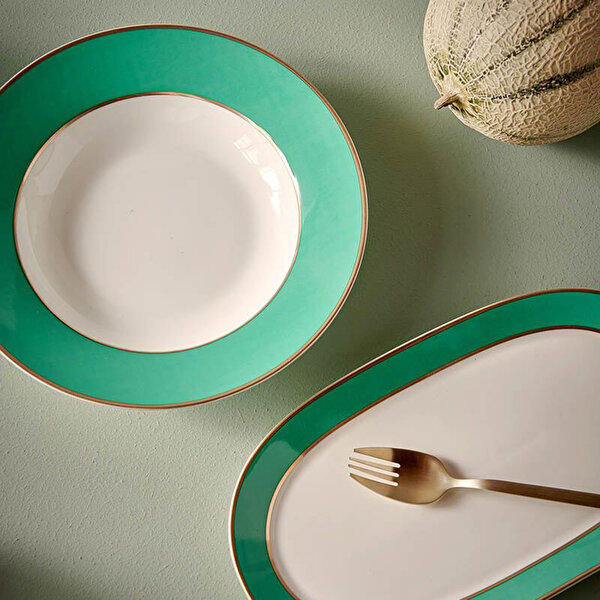 Pip Studio Chique Yeşil Porselen Çukur Tabak-3