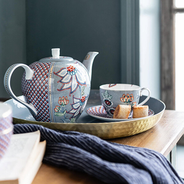 Pip Studio Flower Festival Mavi Porselen Kahve Fincan Seti-2