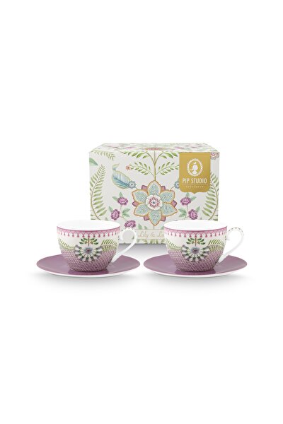 Pip Studio Lily & Lotus Mor Porselen Çay Fincan Seti