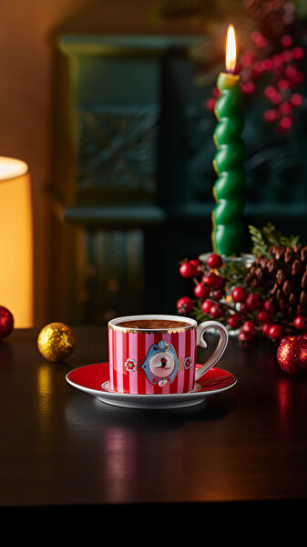 Pip Studio Love Birds Kırmızı Pembe Porselen Kahve Fincanı-4