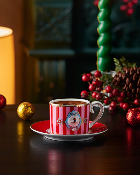 Pip Studio Love Birds Kırmızı Pembe Porselen Kahve Fincanı-3