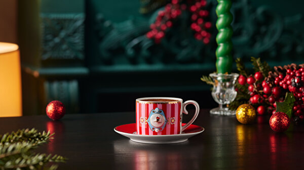 Pip Studio Love Birds Kırmızı Pembe Porselen Kahve Fincanı-2