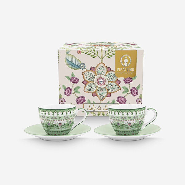 Pip Studio Lily & Lotus Yeşil Porselen Kahve Fincanı