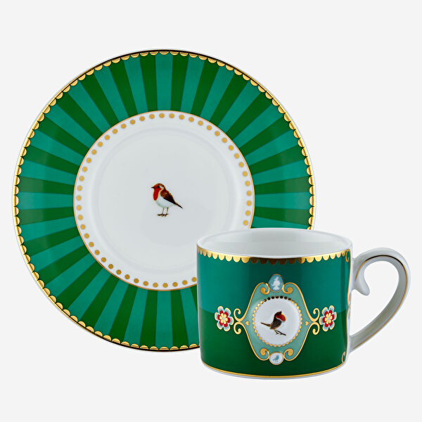 Pip Studio Love Birds Yeşil Porselen Kahve Fincanı-3