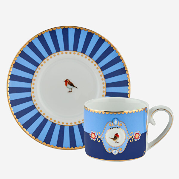 Pip Studio Love Birds Mavi Porselen Kahve Fincanı-2