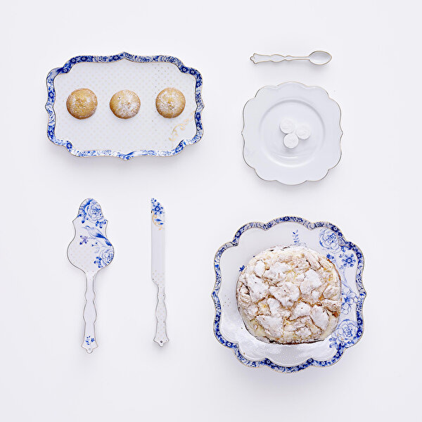 Pip Studio Royal White Mavi Beyaz Porselen Kek Standı-1