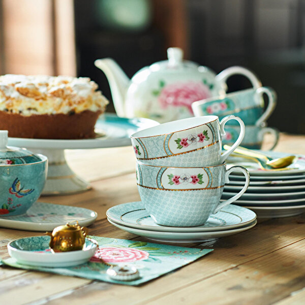 Pip Studio Blushing Birds Mavi Porselen Çay Tabağı-1