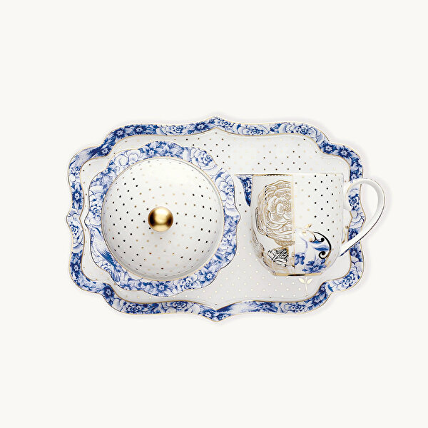 Pip Studio Royal White Mavi Beyaz Porselen Tepsi-2