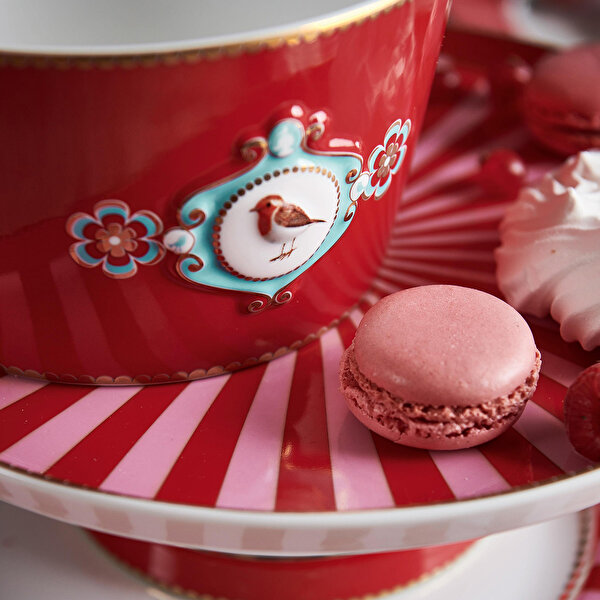 Pip Studio Love Birds Kırmızı Pembe Porselen Kek Standı-2