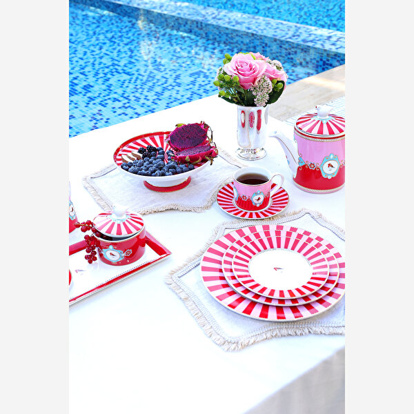 Pip Studio Love Birds Kırmızı Pembe Porselen Kek Standı-5