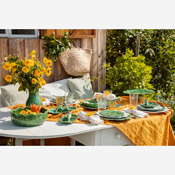 Bordallo Pinheiro Leaves Yeşil Seramik Servis Tabağı-2