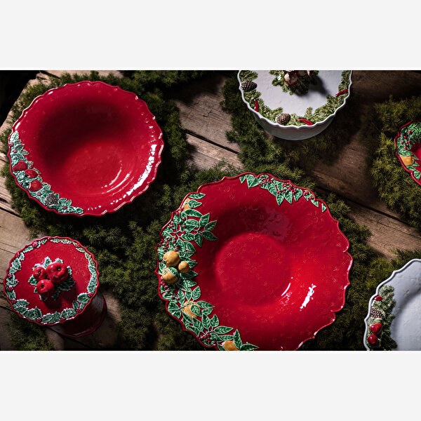 Bordallo Pinheiro Garland Kırmızı Seramik Kahvaltı Tabağı-2