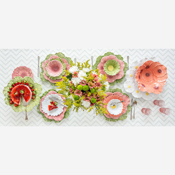 Bordallo Pinheiro Maria Flor Pembe Seramik Yemek Tabağı-1