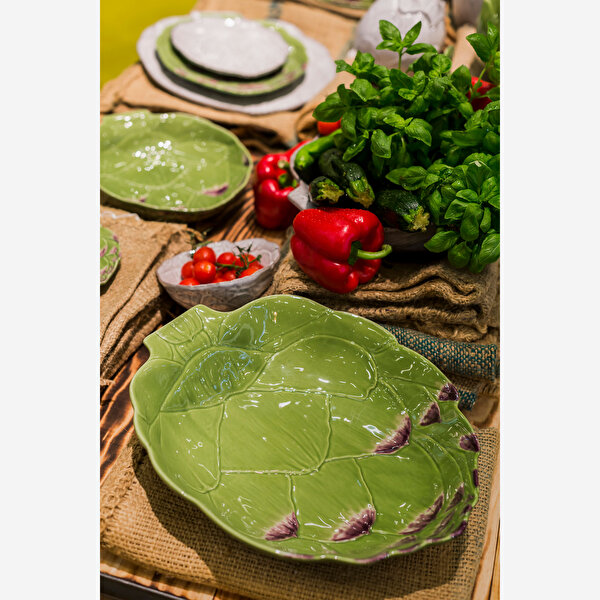 Bordallo Pinheiro Artichoke Yeşil Seramik Kahvaltı Tabağı-3