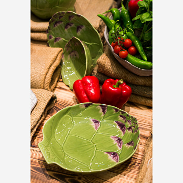Bordallo Pinheiro Artichoke Yeşil Seramik Pasta Tabağı-3