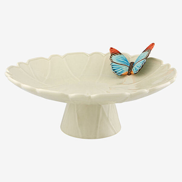 Bordallo Pinheiro Cloudy Butterflies Beyaz Seramik Kek Standı