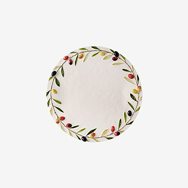 Bordallo Pinheiro Olival Beyaz Seramik Servis Tabağı-3