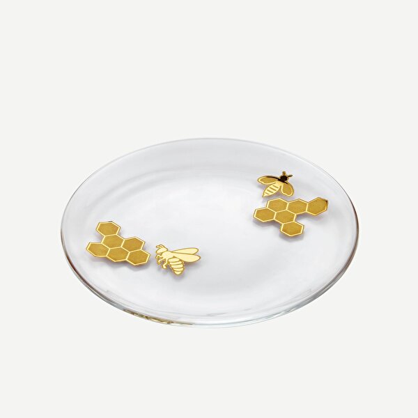 Chiara Alessi Gold Şeffaf Cam Yemek Tabağı-1