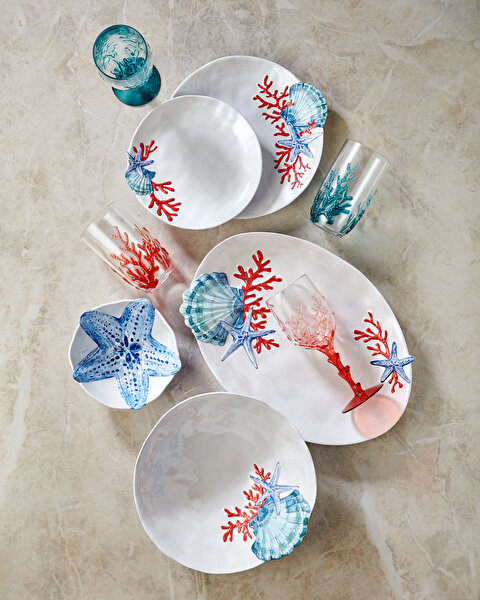 Chiara Alessi Bambu Beyaz Melamin Servis Tabağı-4