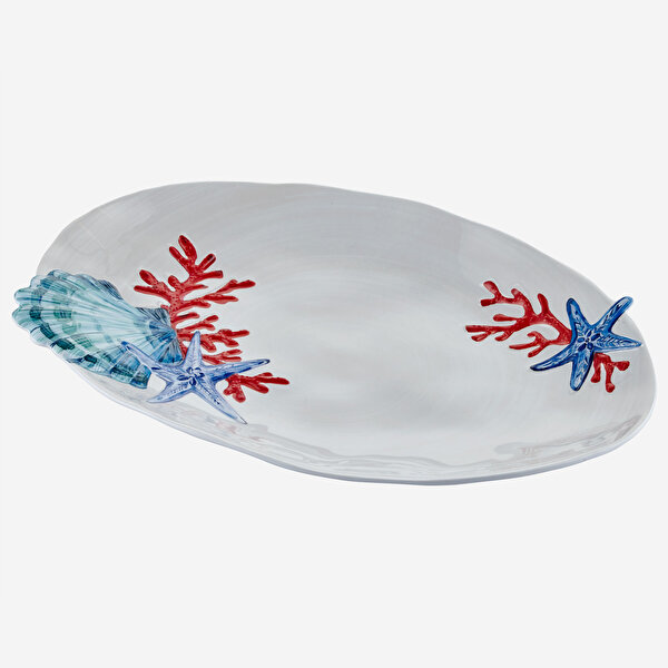 Chiara Alessi Bambu Beyaz Melamin Servis Tabağı-7