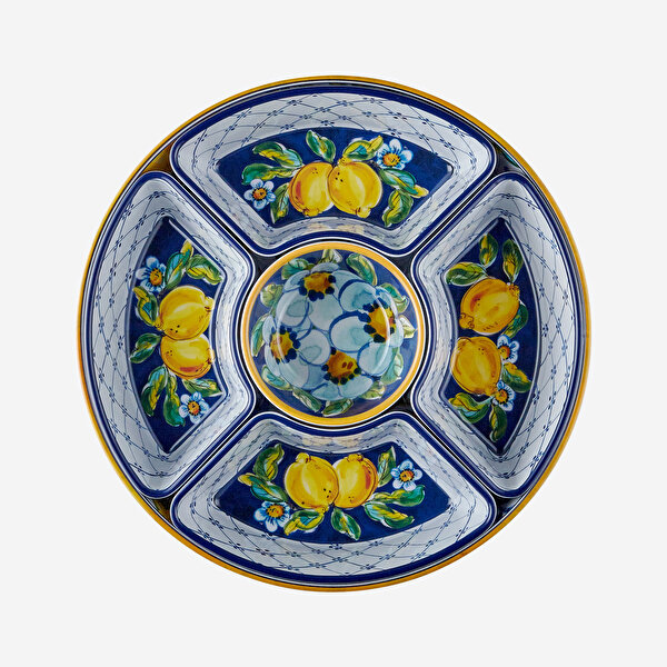 Chiara Alessi Capri Mavi Melamin 5 Bölmeli Servis Tepsisi-2