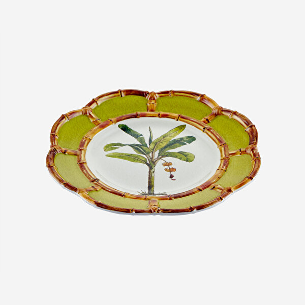 Chiara Alessi Bambu Yeşil Beyaz Melamin Kahvaltı Tabağı-3