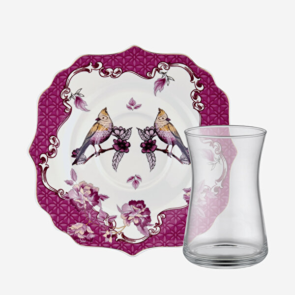 Chiara Alessi Allure Pembe Porselen Çay Tabağı Seti-6