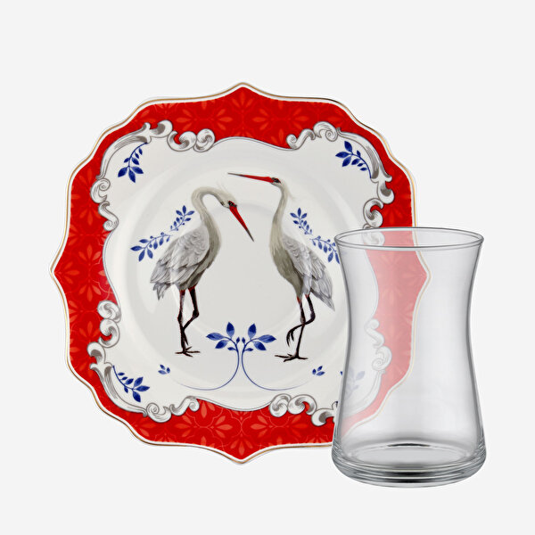 Chiara Alessi Allure Kırmızı Porselen Çay Tabağı Seti-6