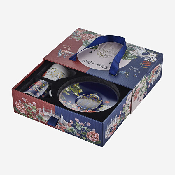 Chiara Alessi Butterfly Walley Lacivert Beyaz Porselen Kahve Fincan Seti