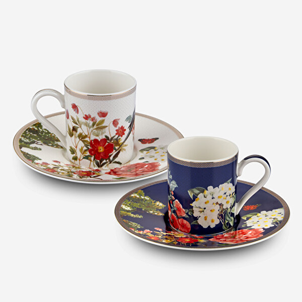 Chiara Alessi Butterfly Walley Lacivert Beyaz Porselen Kahve Fincan Seti-1