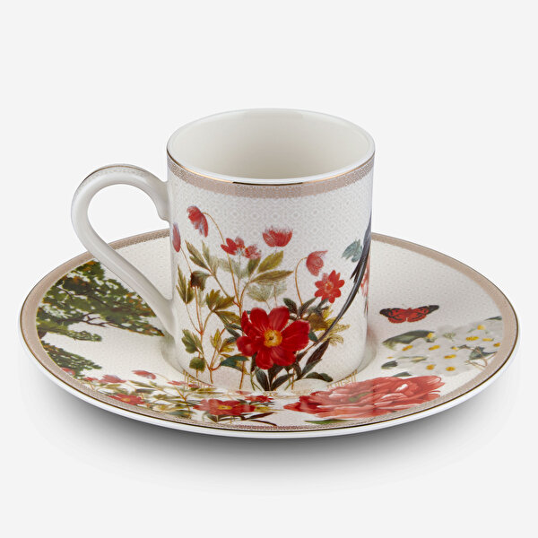 Chiara Alessi Butterfly Walley Lacivert Beyaz Porselen Kahve Fincan Seti-5