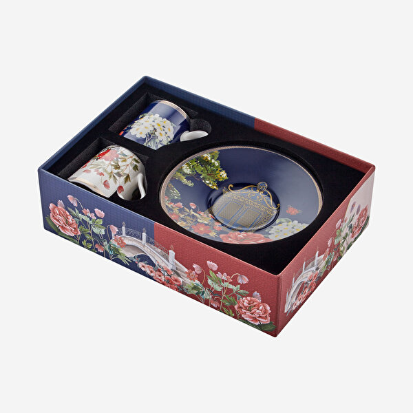 Chiara Alessi Butterfly Walley Lacivert Beyaz Porselen Kahve Fincan Seti-3