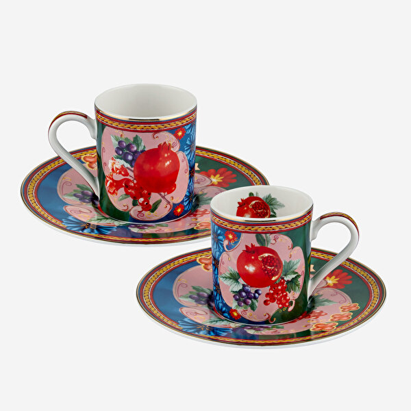 Chiara Alessi Capri Mavi Yeşil Porselen Kahve Fincan Seti-2