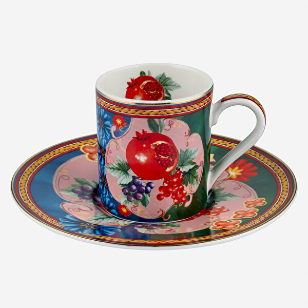 Chiara Alessi Capri Mavi Yeşil Porselen Kahve Fincan Seti-5