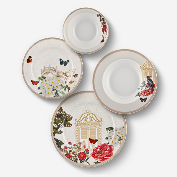 Chiara Alessi White Garden Beyaz Porselen Yemek Takımı-1