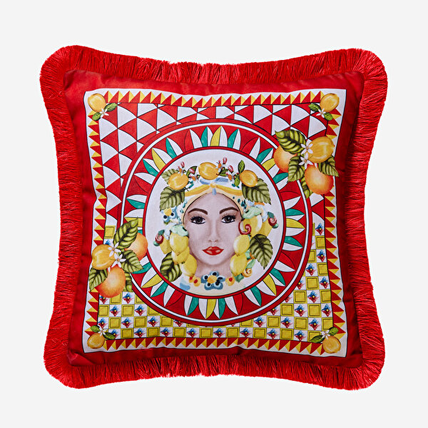 Chiara Alessi Portofino Kırmızı Kadife Dekoratif Yastık