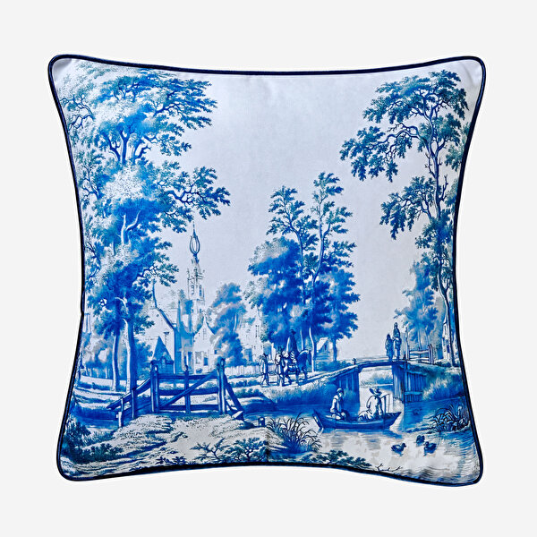 Chiara Alessi Romance Mavi Kadife Dekoratif Yastık